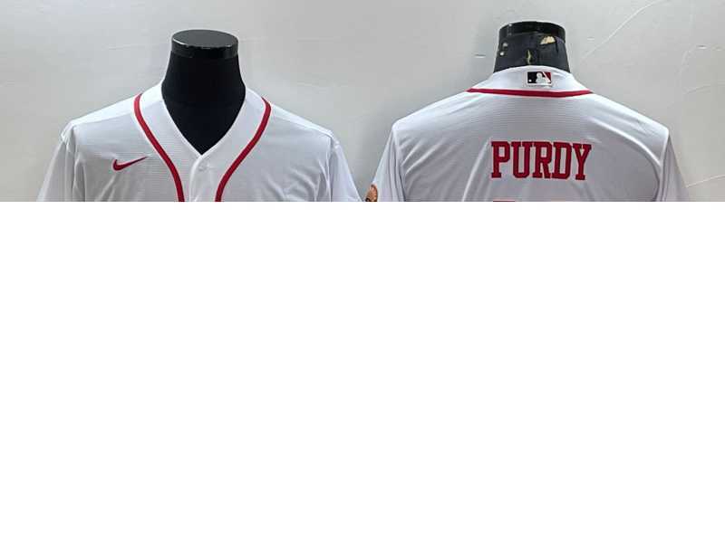 Men%27s San Francisco 49ers #13 Brock Purdy White With Patch Cool Base Stitched Baseball Jersey->san francisco 49ers->NFL Jersey